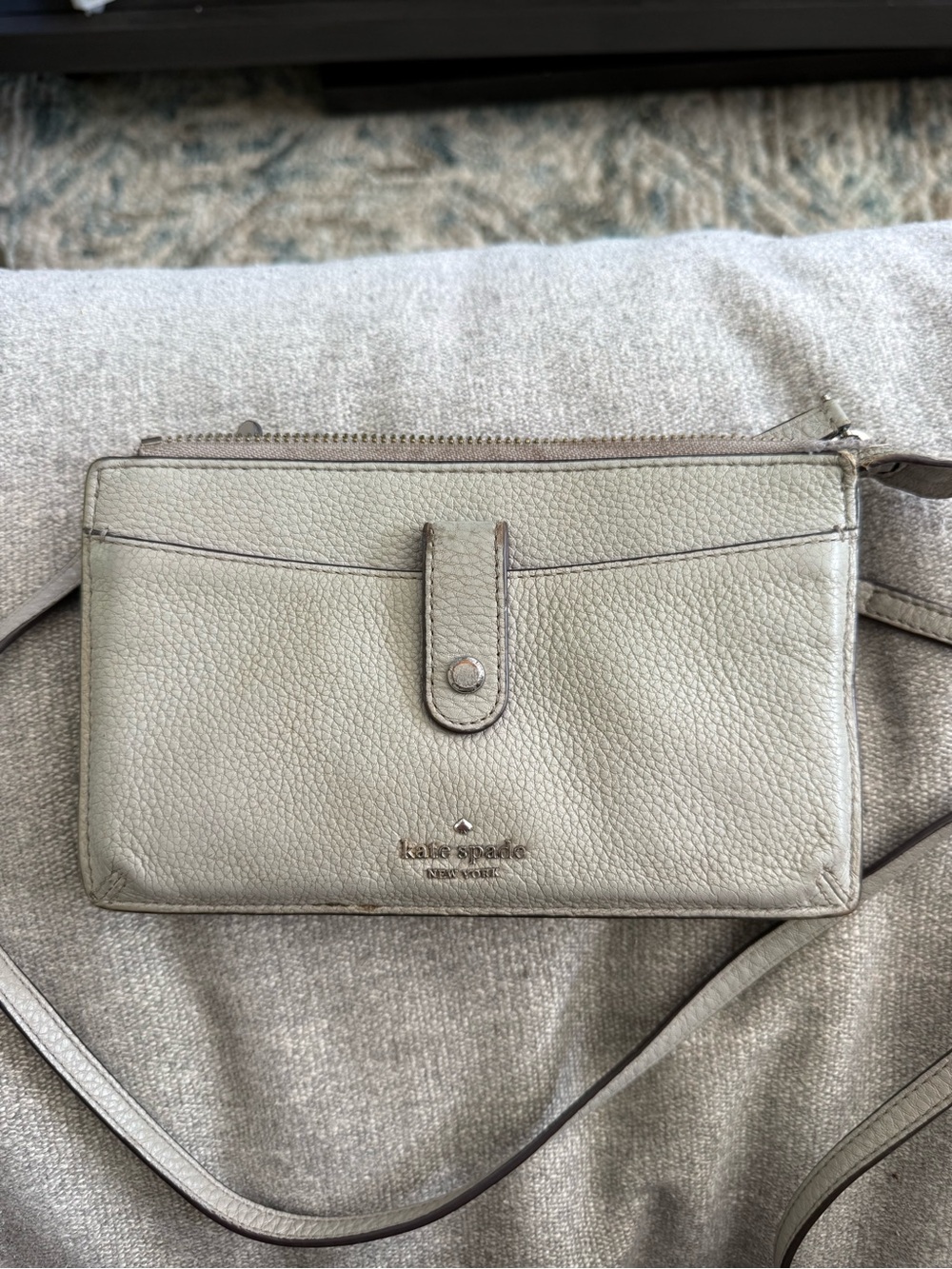 kate spade Light Gray Pebbled Leather Crossbody